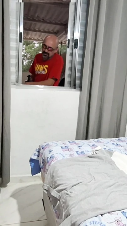 Prank with blindfolded wife... Cuckold called neighbor for trolling. | Clip 1
