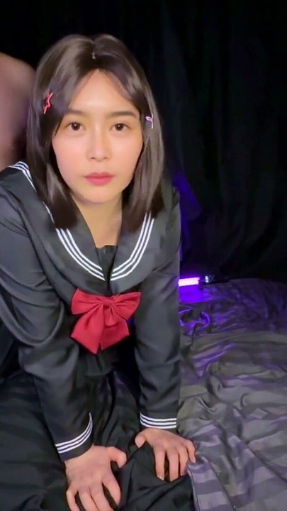 Creampie massive overflow with cute student girl in uniform. | Clip 1