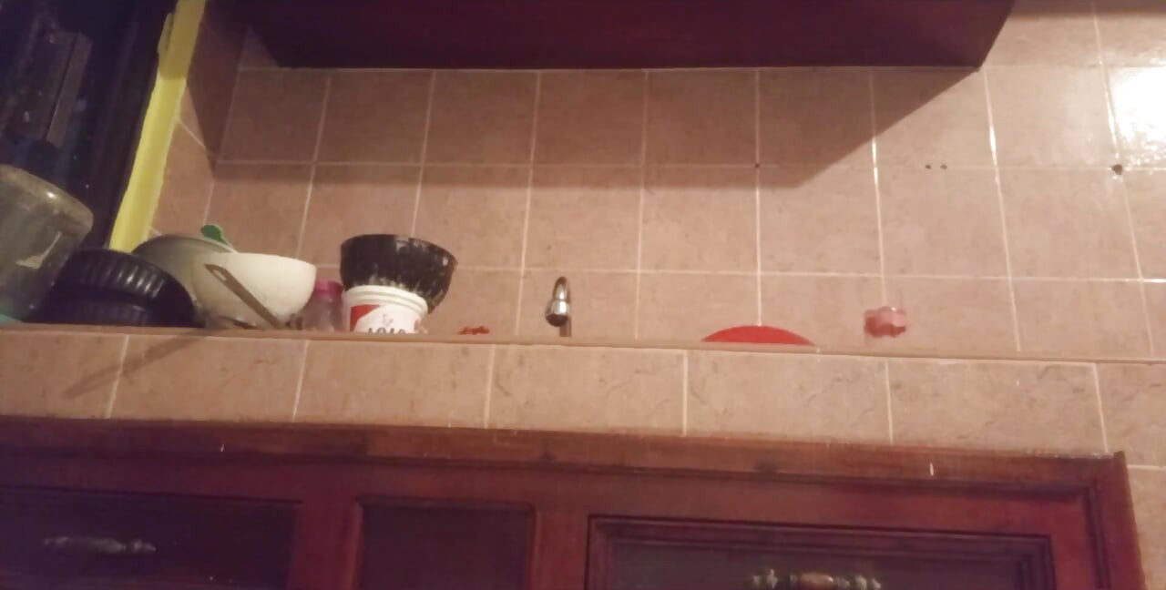 Stepmom Walks Around the Kitchen in a Thong