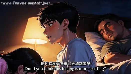 In front of my elder stepbrother's prese, My sister-in-law actually did such a thing to me.This is just too exciting.. AI-generated