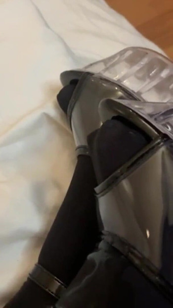 Epic moment from "Transparent High Heels Sandals Cum"