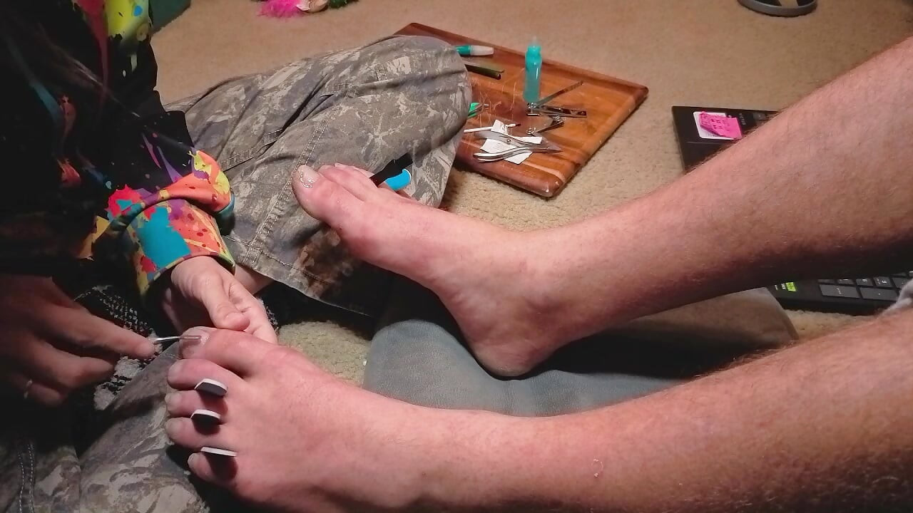 Melody Gives Her Master a Pedicure