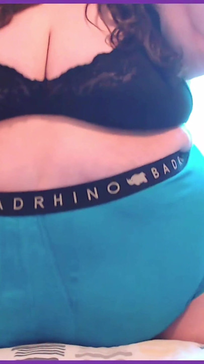SSBBW belly twerk jiggles in shorts