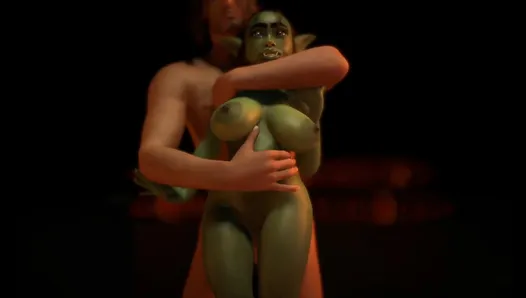 Jebanie seksownej cycatej goblinki stojącej: porno w 3D