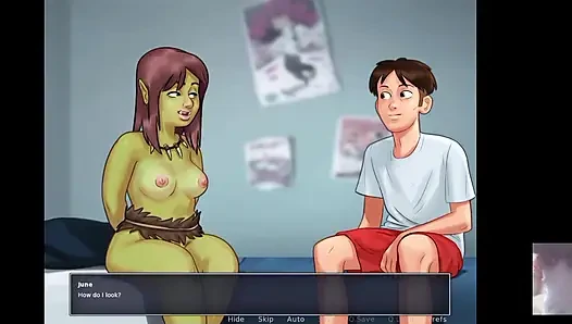 Orc girl wants to fuck!! Summer time saga! Teen girl doing cosplay