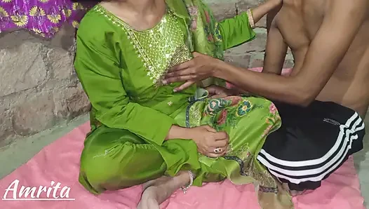 Jija saali Beautiful hot girl Amrita first time sex with StepSister with Hindi Audio Indian sex