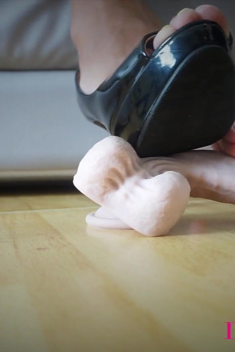 Thrilled by Black Heels- Goddess Rosie Reed Wears Shiny Black High Heels to Step on Your Slave Cock and Balls- Ebony Femdom CBT-