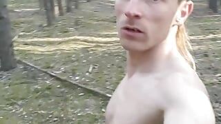 Horny wanker jacking off in the woods - 10 years of difference