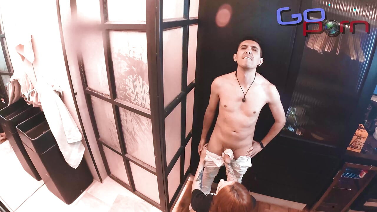 Cuckold Boyfriend Takes a Shower While Naughty Neighbor Fucks Redhead's Pussy