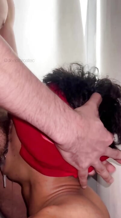 Submissive and obedient sucking his cock