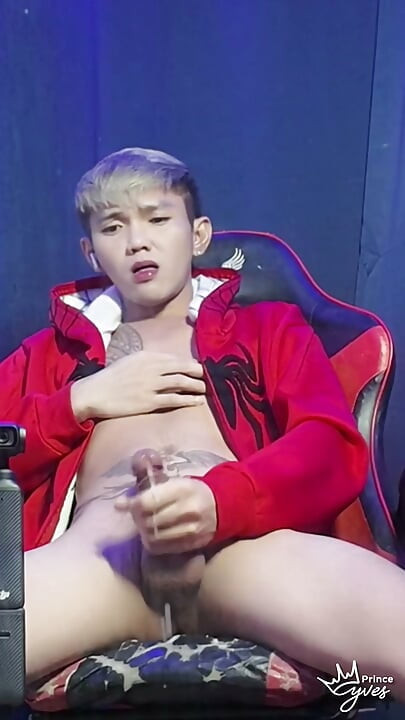 Inked Boy in a Spidey Hodi Masturbating