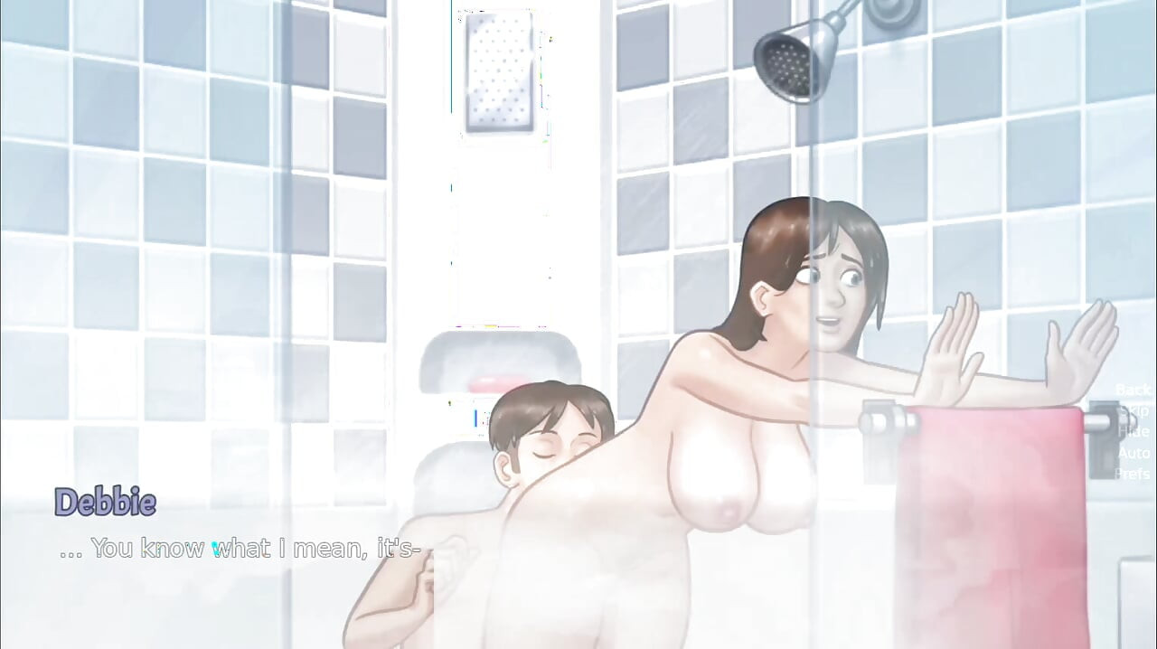 Anon이 샤워에서 Debbie의 항문을 빨고 큰 가슴을 주물러 - Summertime Saga 게임플레이 파트 3