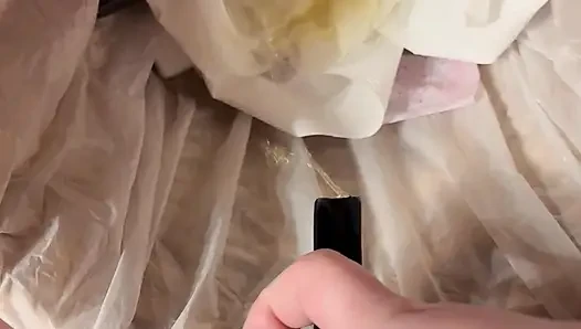 trying stand to pee - urinal piss in can