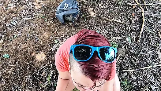 Quick outdoor blowjob at an abandoned house