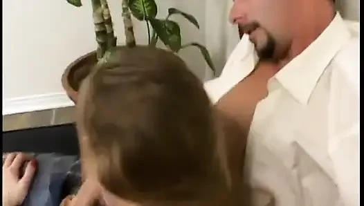 Randy cock sucking chick takes dick in twat and works cock