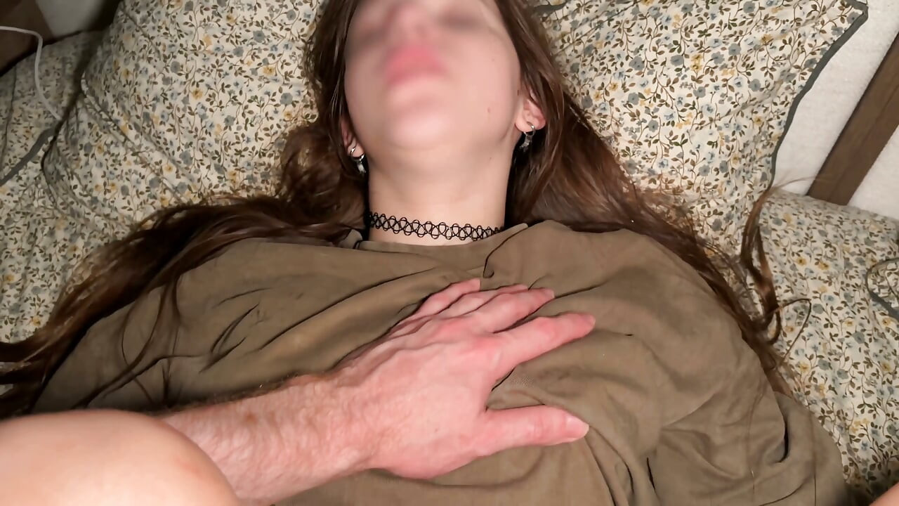 Late Night Bedroom POV: Petite Step Sis Begs for Rough Missionary and Doggystyle in My Oversized Tee