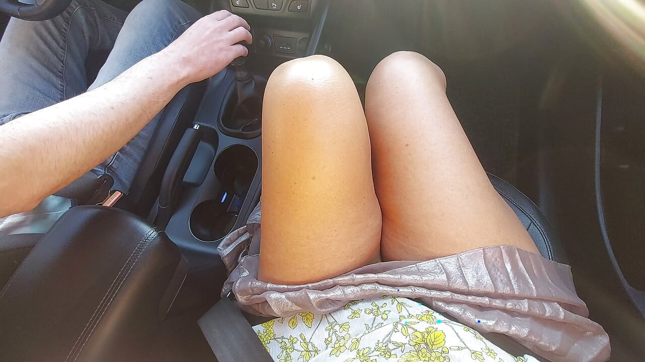 An elegant mature lady with beautiful legs in high heels seduces a taxi driver in the morning
