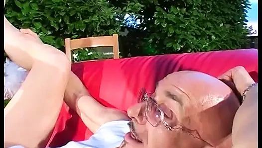 Extreme fisting for a mature man fucked by a blonde and hairy milf