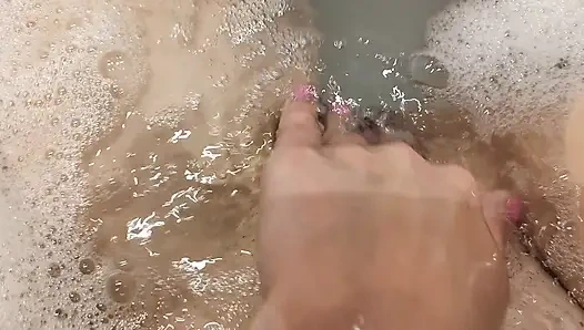 Big Tits Step Daughter in Foam Bathroom