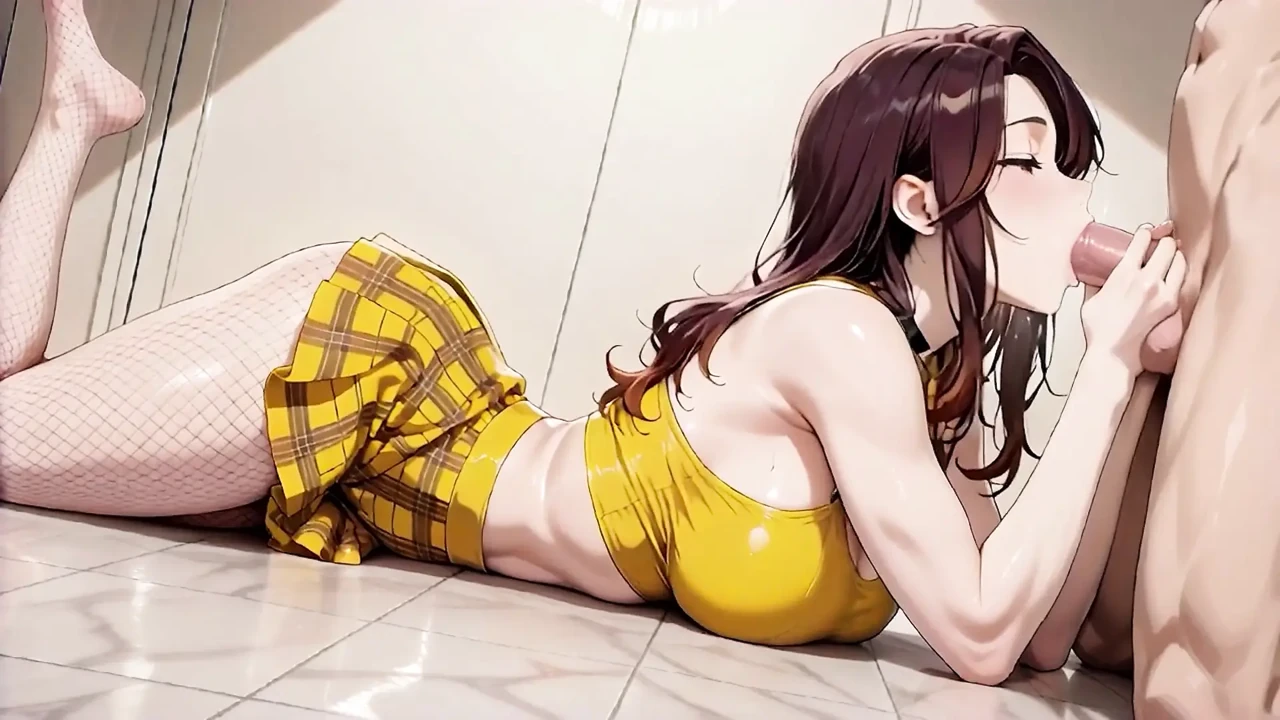 Horny Yellow-Top Waifu Begs for Hotel Mouth Creampie She Can't Resist