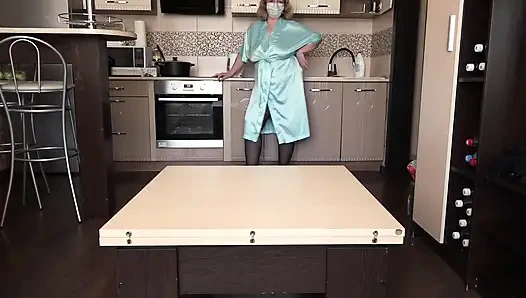 Licking My Hairy Cunt for Breakfast. Close-up of My Plump Wife's Mature Vagina.