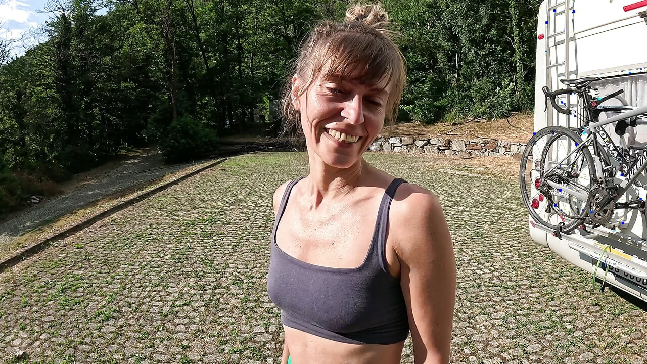 Caught accidentally pissing by stranger cyclist – MILF roughly fucked outdoor in the parking lot, squirt & facial