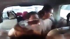 Girls showing boobs in car
