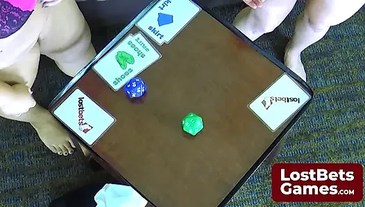 Chels battles busty Dee in a strip dice game