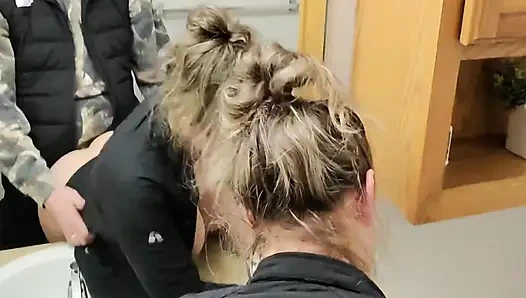 Sneaky Sex with Horny Wife in the Bathroom After Party