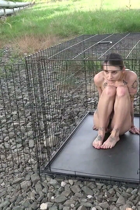 Exposed in the public pillory cage!