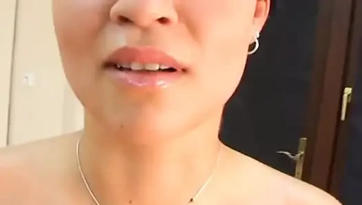 Horny slut opens wide and takes hard cock into her warm wet mouth