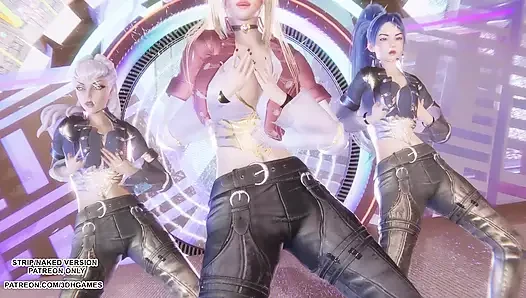 MMD - KARD - GUNSHOT - Ahri, Kaisa & Evelynn Sexy Kpop Dance League of Legends Hentai Uncensored 4K 60FPS