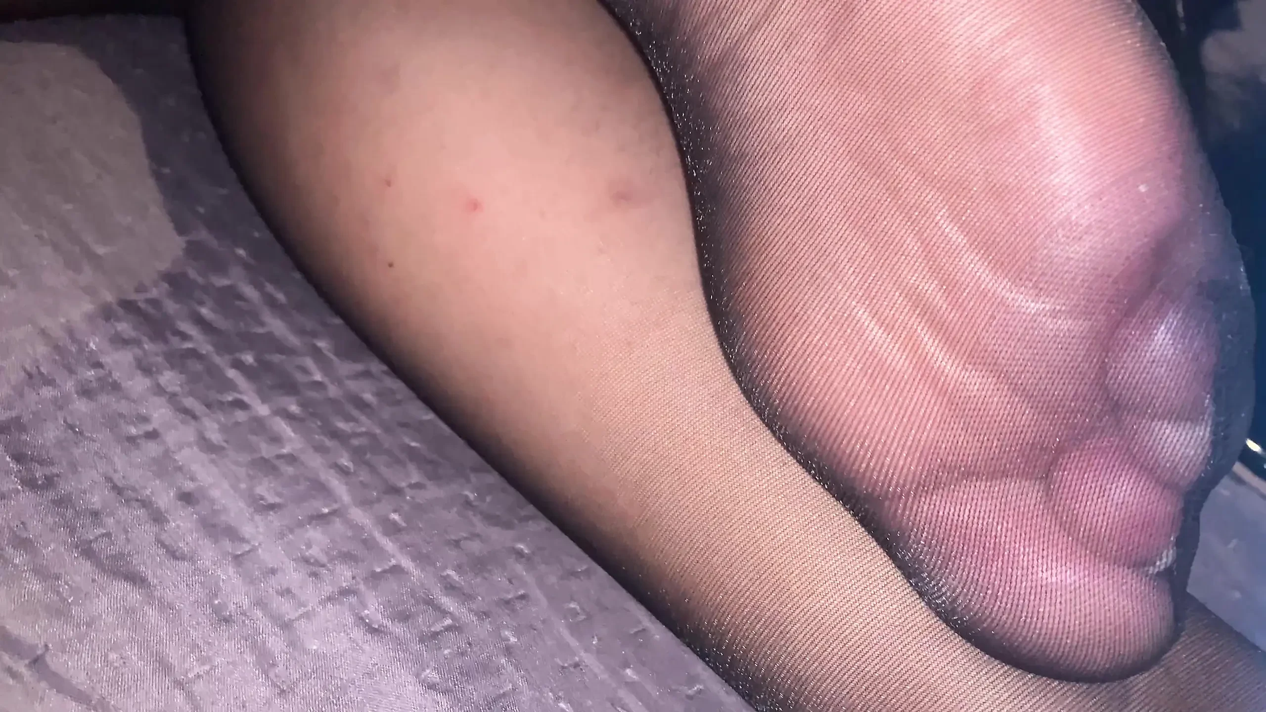 Feet in black pantyhose to jerk off and cum