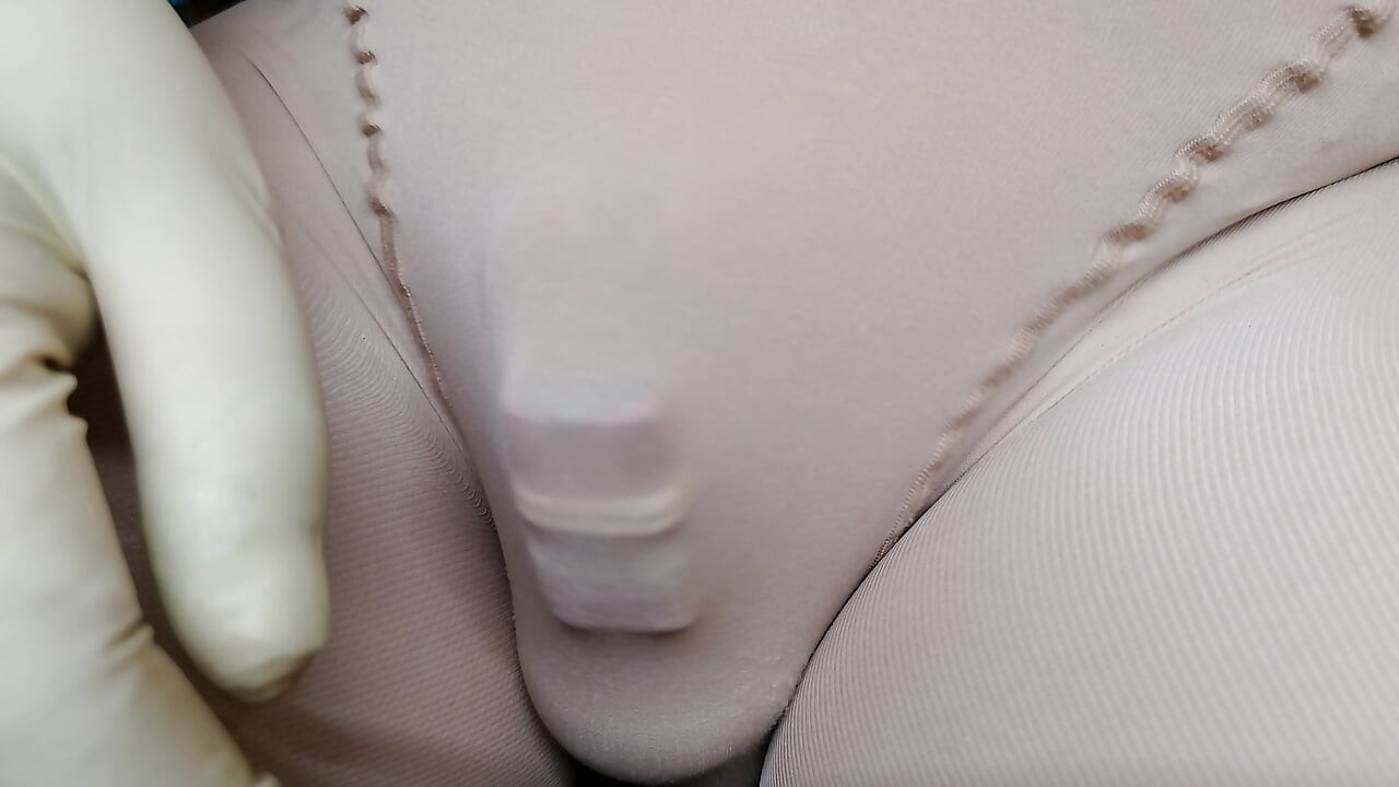 Put on my wife's double-layer pantyhose