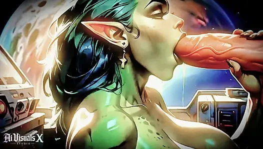 Orc elf, alien-fantasy-blowjob & tittenfick-zusammenstellung - animierter porno (AI generiert)