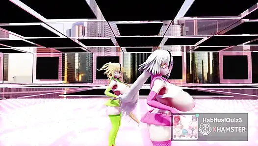 mmd r18 FGO MMD Two Jeannes portray a paranoid girl with a cell phone 3d hentai ahegao milf