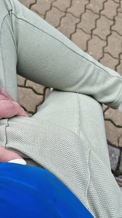 Bulgarian fat cock gets hard on a public park bench