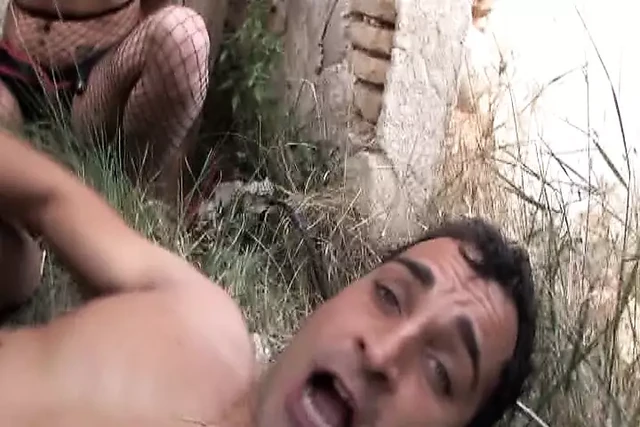 The lucky dude has an outdoor anal threesome with two stunning French sluts