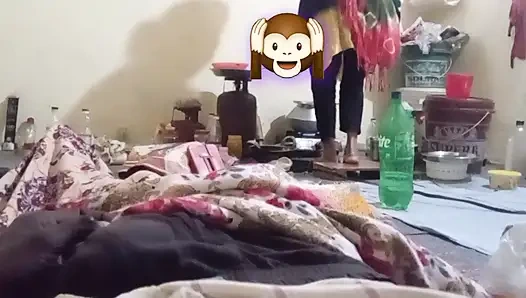 I was cooking and the guy masturbated behind my back. Indian desi boy and mummy
