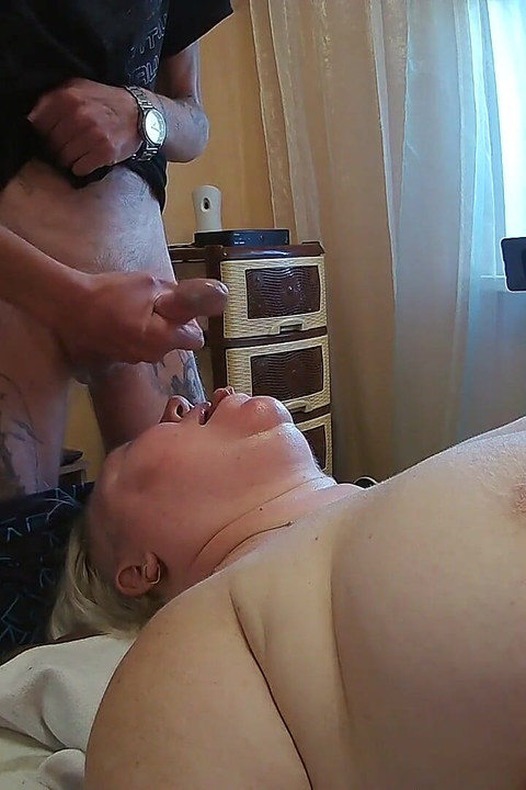 I Jerk off My Dick and Fuck My Mother-in-law in the Throat and Then Cum in Her Mouth