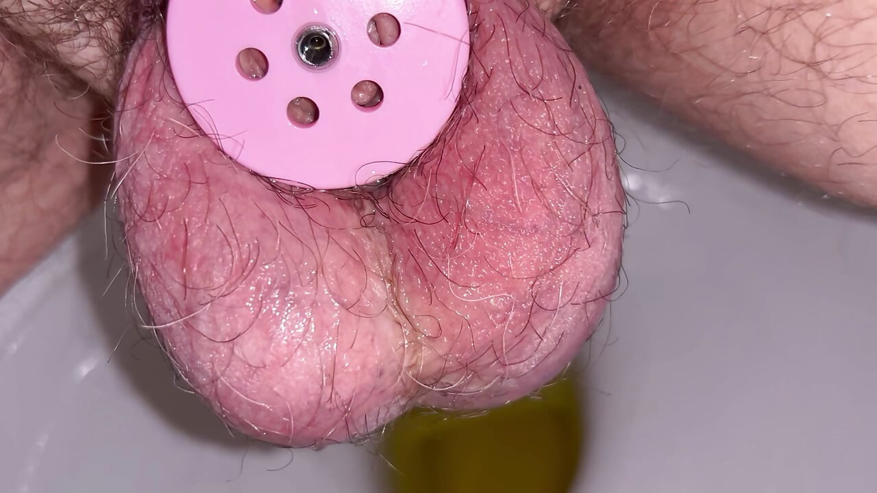 Peeling in an invert Cage at work while in Chastity