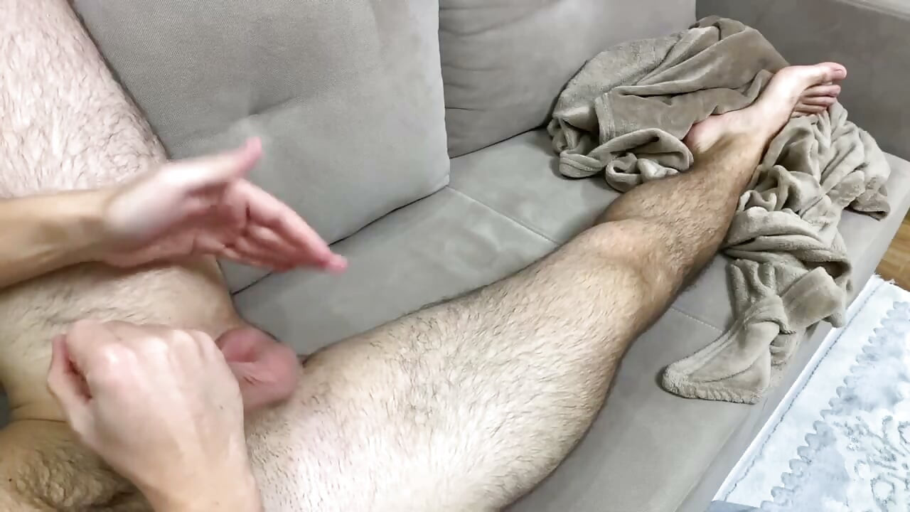 My hot masturbation and I cum on sofa