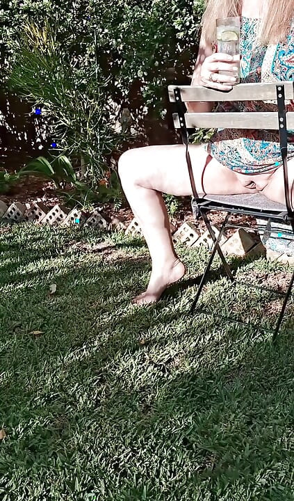 Hanging out my drapes in the garden.