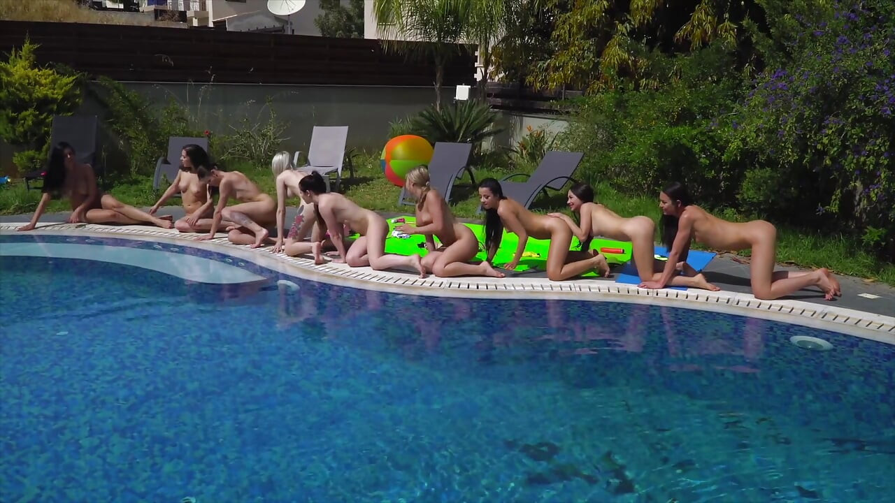 Real wild lesbian teen pool party