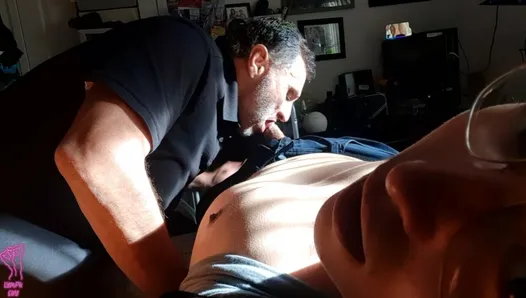 Latino Daddy Sucks Disabled Boys Cock & Titties for his Birthday