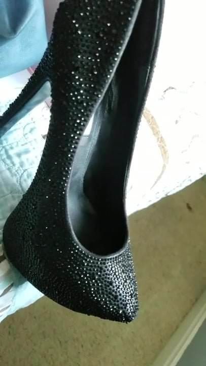 Quick release on black heels