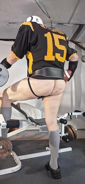 Football jock takes it after practice