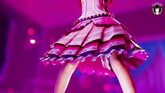 Seksowna gruba nastolatka w różowej sukience tańcząca + stopniowe rozbieranie się (3D HENTAI)