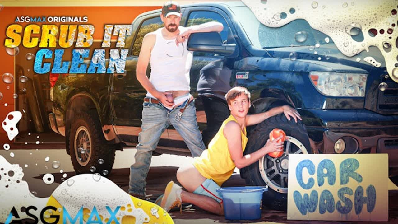 Hunk Ryan Landers buši twink Zac Steele u autoperovojnici