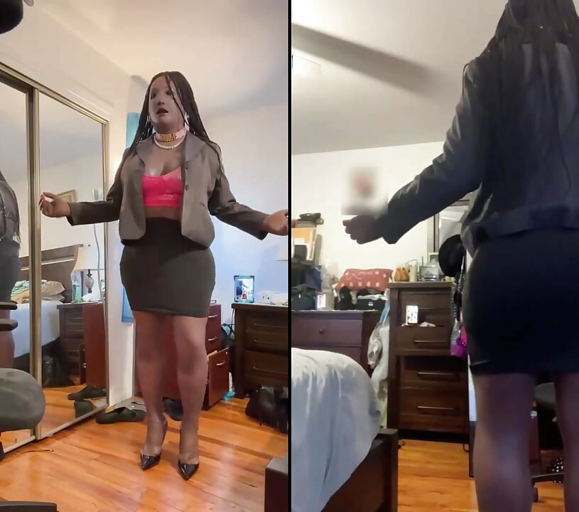 Černá holka Danae v super malé minisukni a třela jí kundičku